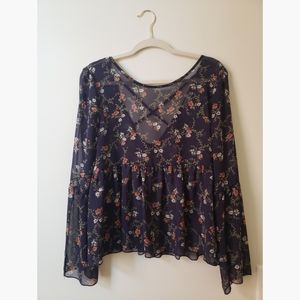 Bell Sleeve Floral Top